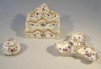 An early 20thC Royal China Limoges three piece porcelain dressing table set