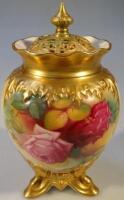 A Royal Worcester pot pourri vase and cover