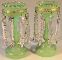 A pair of Victorian glass lustres