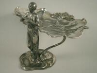 A WMF Art Nouveau style silver plated pedestal visiting card tray