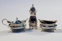 An Elizabeth II silver condiment set