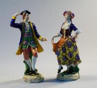 A pair of 18thC Derby style porcelain figures of dancers