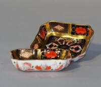 Two Royal Crown Derby Imari pattern (1128) rectangular pin trays