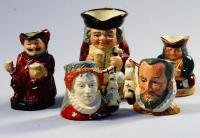 Five Royal Doulton character jugs