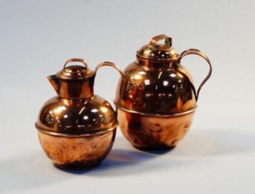 Two copper Jersey cream jugs