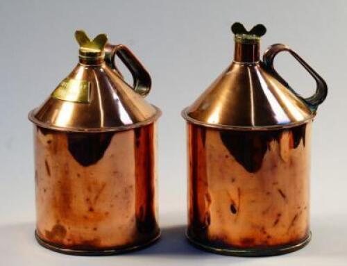 Two copper paraffin flagons