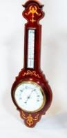 An Edwardian aneroid barometer and thermometer