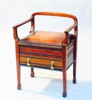 An inlaid mahogany music stool