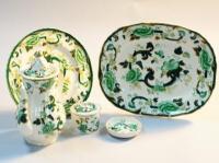 A Masons Ironstone Green Chartreuse part coffee set