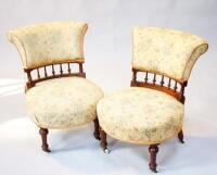 A pair of Victorian mahogany salon chairs