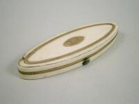 A late 18thC/ early 19thC ivory navette shaped patch box