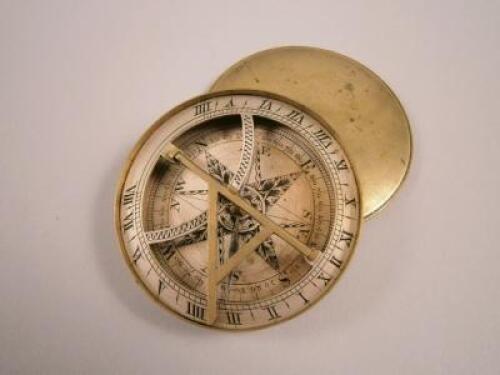 A 19thC brass and silvered pocket compass