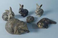 Six Poole Pottery animal ornaments