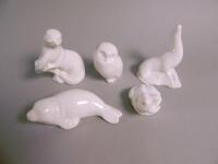 Five Poole Pottery animal ornaments