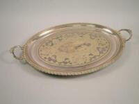 An oval silver plated two handled tray