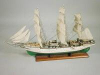 A scale model of a Danish three masted sailing ship