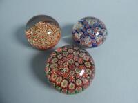 Three modern Millefiori pattern paperweights.