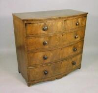 A 19thC mahogany and rosewood crossbanded bow fronted chest