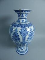 A large Gien faience blue and white baluster vase