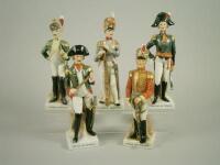 A set of five modern continental porcelain figures of French soldiers.