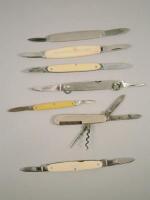 A collection of penknives to include some with ivory handles