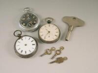 Three pocket watches to include two with silver cases etc