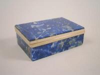 A lapis lazuli rectangular box with silver plated mounts