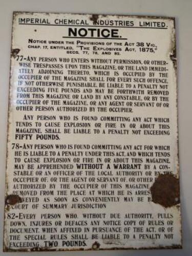 An Imperial chemical industries enamel notice