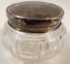 A George V silver and cut glass powder jar Birmingham 1951 by Harry Synyer and Charles Beddos