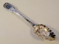 A silver preserve spoon