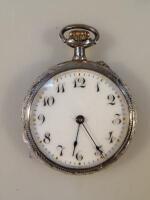 A Continental white metal pocket watch