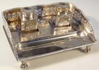 An Edwardian silver plated desk stand