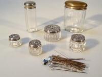 An Edwardian silver and cut glass dressing table jar