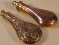 A late 19thC copper and brass powder flask