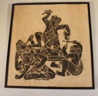 Two various Indian style pictures of figures dancing