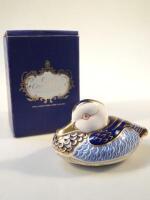 A boxed Royal Crown Derby paperweight of a duck