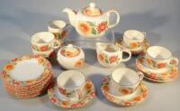 A Royal Doulton Expressions Sunburst pattern part tea service