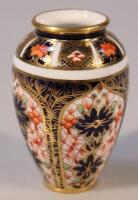 A Royal Crown Derby miniature Imari vase