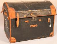 An early 20thC leather domed topped travelling trunk