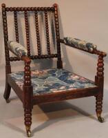 An early 20thC Jacobean style bobbin turned occasional chair