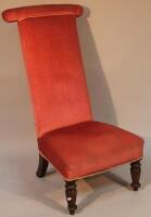 A 19thC mahogany framed Prix Dieu chair