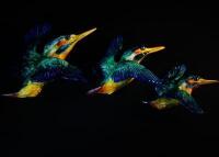A set of three Beswick flying kingfishers
