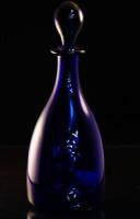 A Thomas Webb Bristol blue glass mallet shaped decanter.