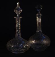 Two cut glass decanters