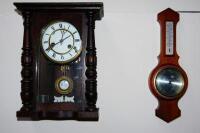 A 19thC / early 20thC stained oak and pine wall clock