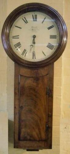 An early 19thC mahogany drop dial wall clock