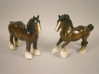 Two Beswick Shire Horses