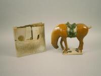 A reproduction tang type horse and a Studio pottery vase (2).