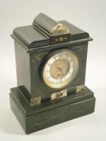 A French black marble and parcel gilt mantel time piece