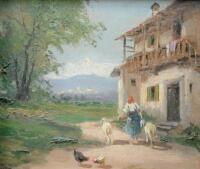 19th/20thC Continental School. Alpine farm scene